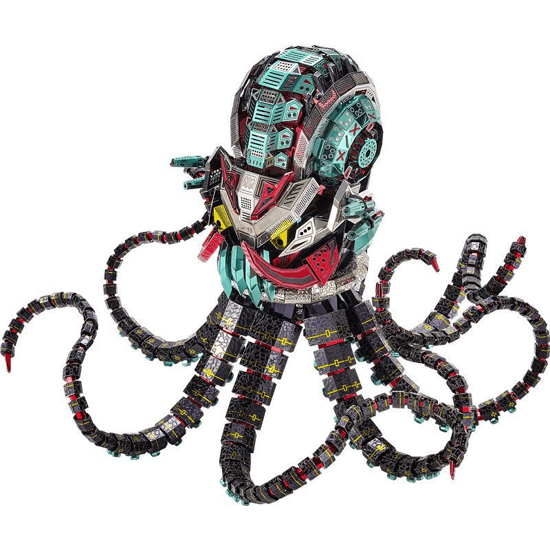 3Dメタルパズル メカニカル オクトパス デビル チャレンジ メタルモデルキット メタルアース レーザーカット 頭の体操 DIYアートクラフト ホームデコレーション ギフト おもちゃ 大人 男性 男の子 - ビルディングブロック