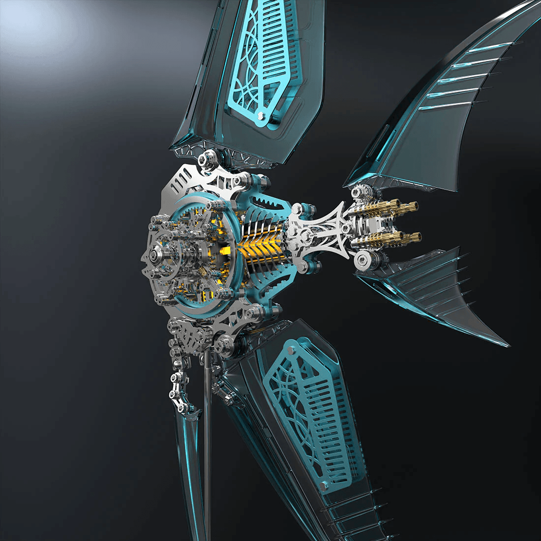DIY プテロフィルム・ブルーエンゼルフィッシュ 3D メタルパズル(機械的なヒレ付き)529個 - ビルディングブロック