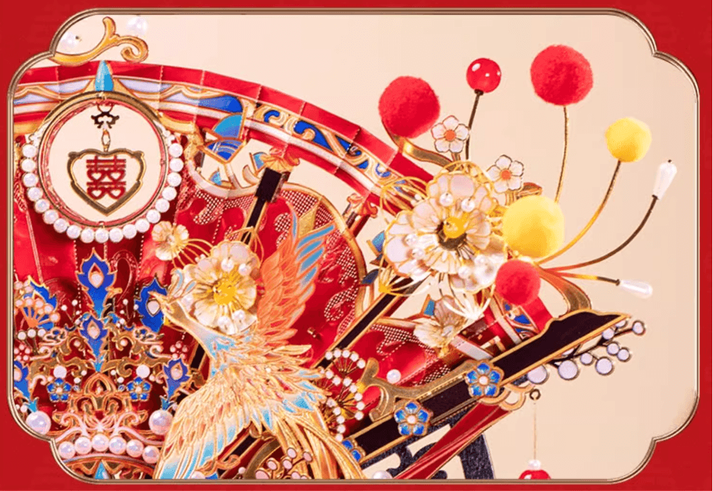 174個以上のパーツを含む3Dメタルモデル「喜扇-鳳求凰」組み立てキット - ビルディングブロック