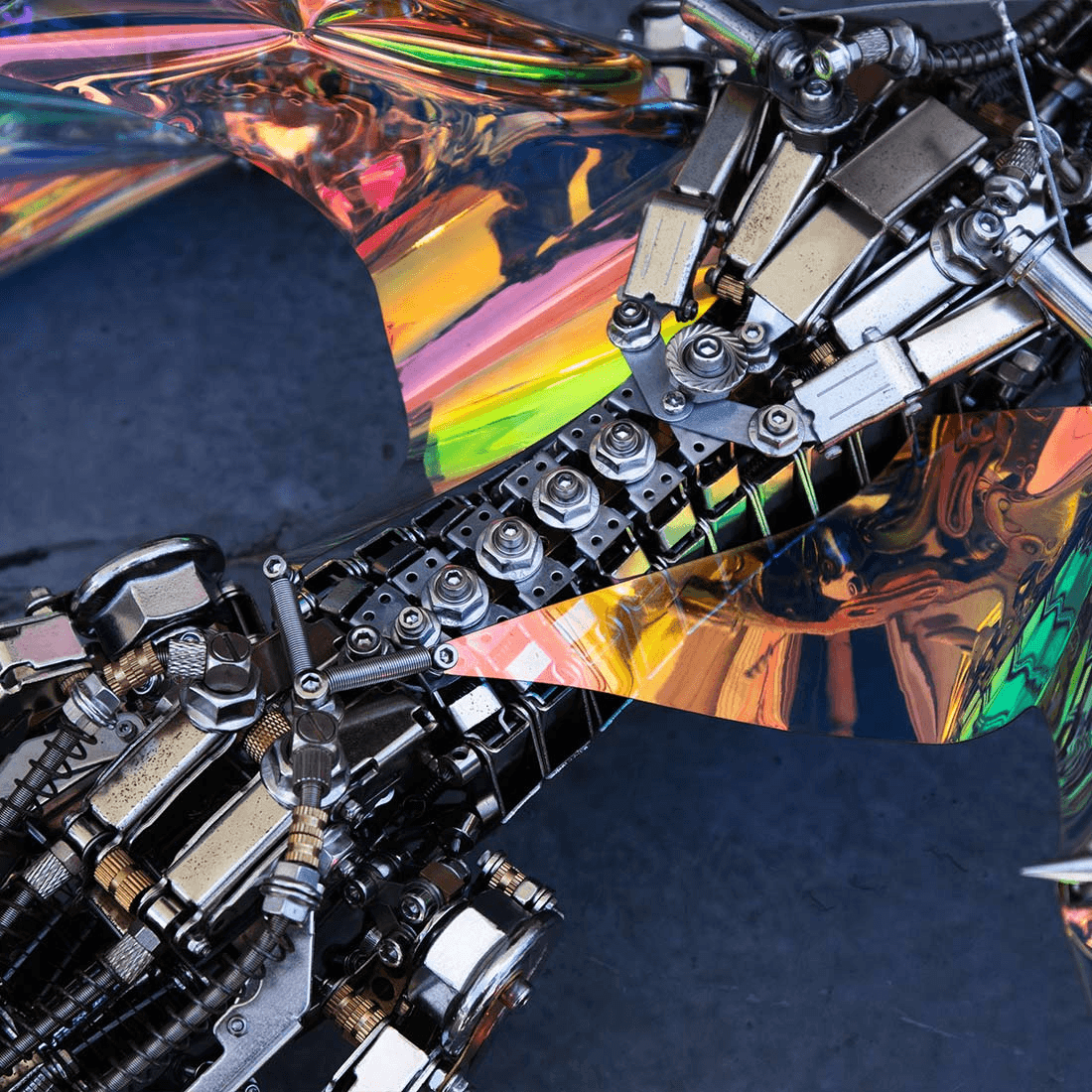 ファンタジー大型ドラゴン「天空のオーロラ」3Dメタル機械パズル 難易度:高、3000+ピース、長さ126cm - ビルディングブロック