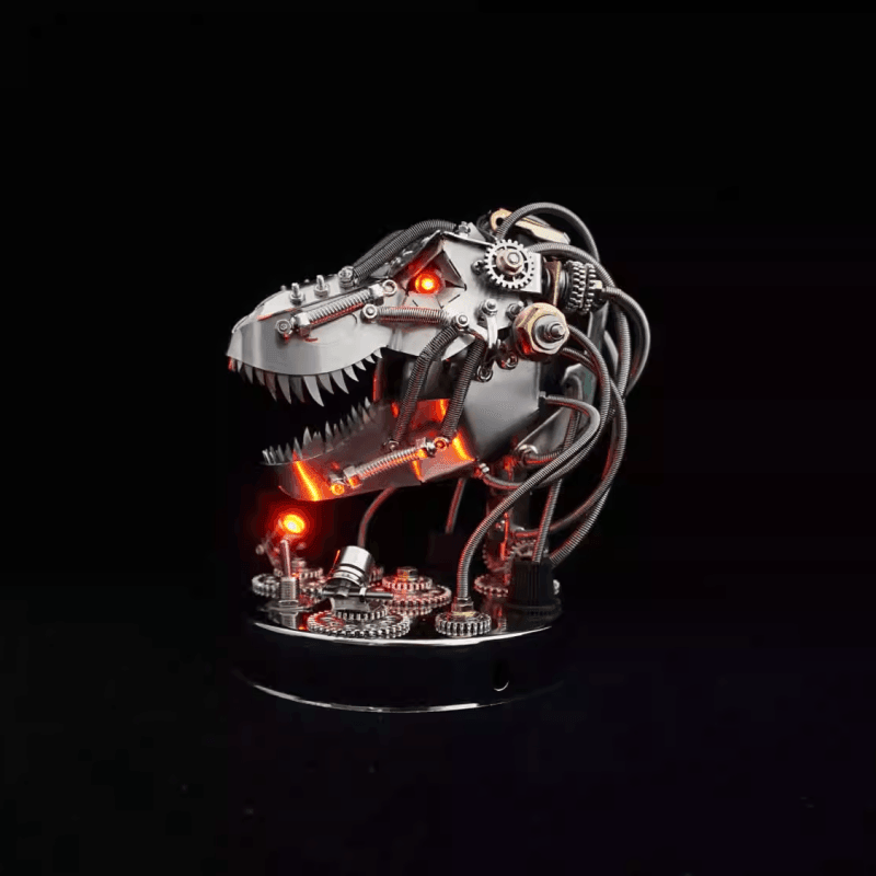 スチームパンクの3Dメタル可動機械ティラノサウルス・レックスヘッドモデルキット - ビルディングブロック