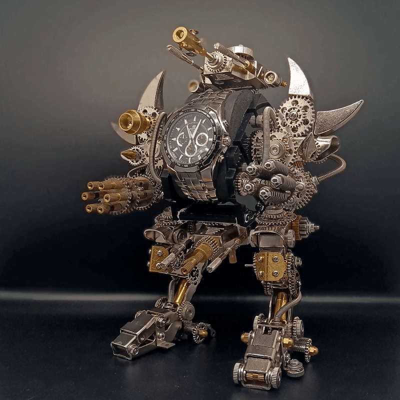 牡牛座のロボット時計スタンドホルダー 3D 組み立て金属製ファイティングメカ アクションフィギュア 時計コレクター向け - ビルディングブロック
