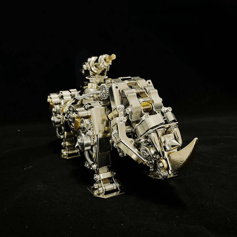 機械ライノ 3D DIYメタルパズル 動物組み立てモデル 700個以上 - ビルディングブロック