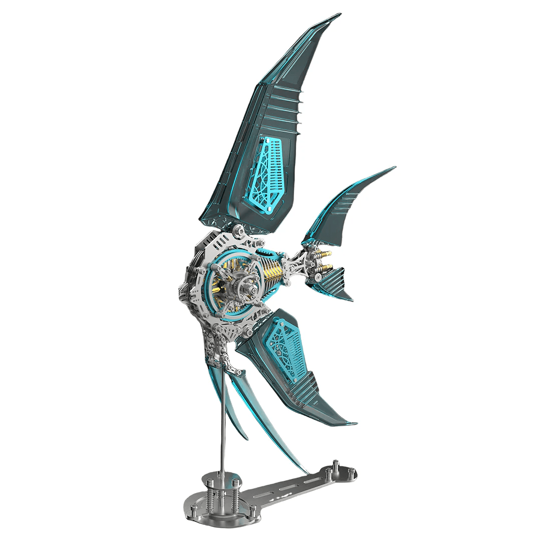 DIY プテロフィルム・ブルーエンゼルフィッシュ 3D メタルパズル(機械的なヒレ付き)529個 - ビルディングブロック