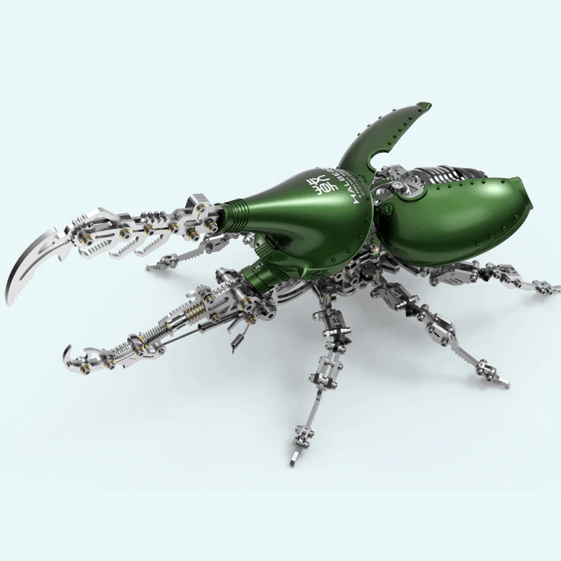 大きい 壊れたシティハルバード長い角を持つ甲虫の3Dメタルモデルキット、昆虫組立 - ビルディングブロック