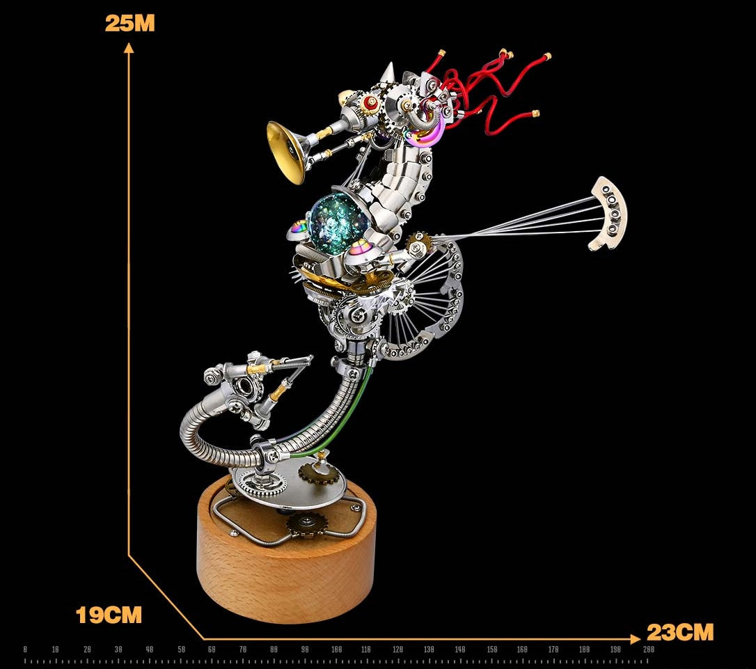 BLDB スチームパンク・タツノオトシゴ メタルパズルモデルキット(オルゴール土台付き) - ビルディングブロック