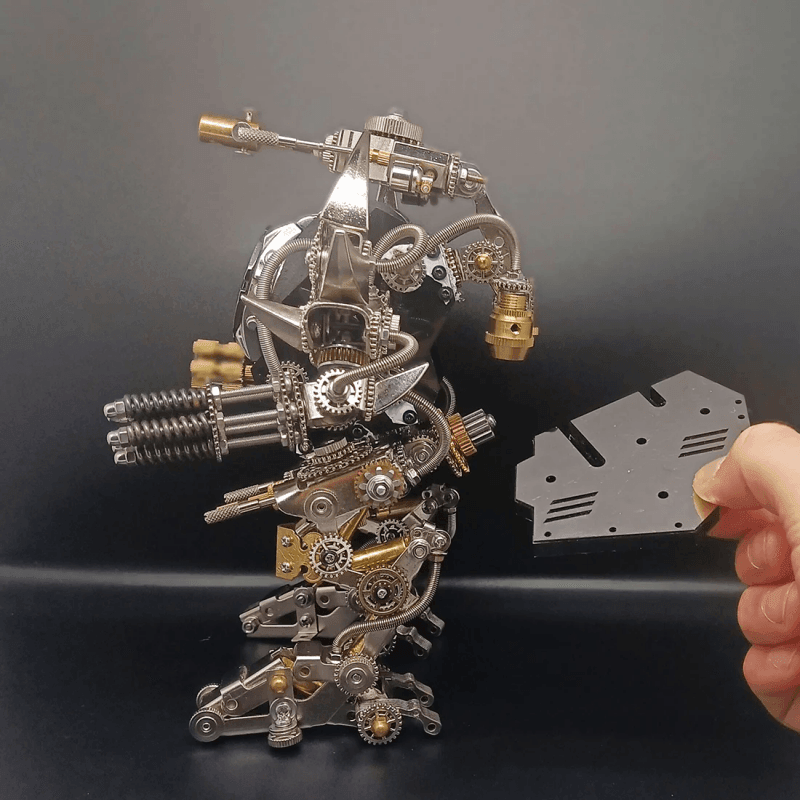 牡牛座のロボット時計スタンドホルダー 3D 組み立て金属製ファイティングメカ アクションフィギュア 時計コレクター向け - ビルディングブロック