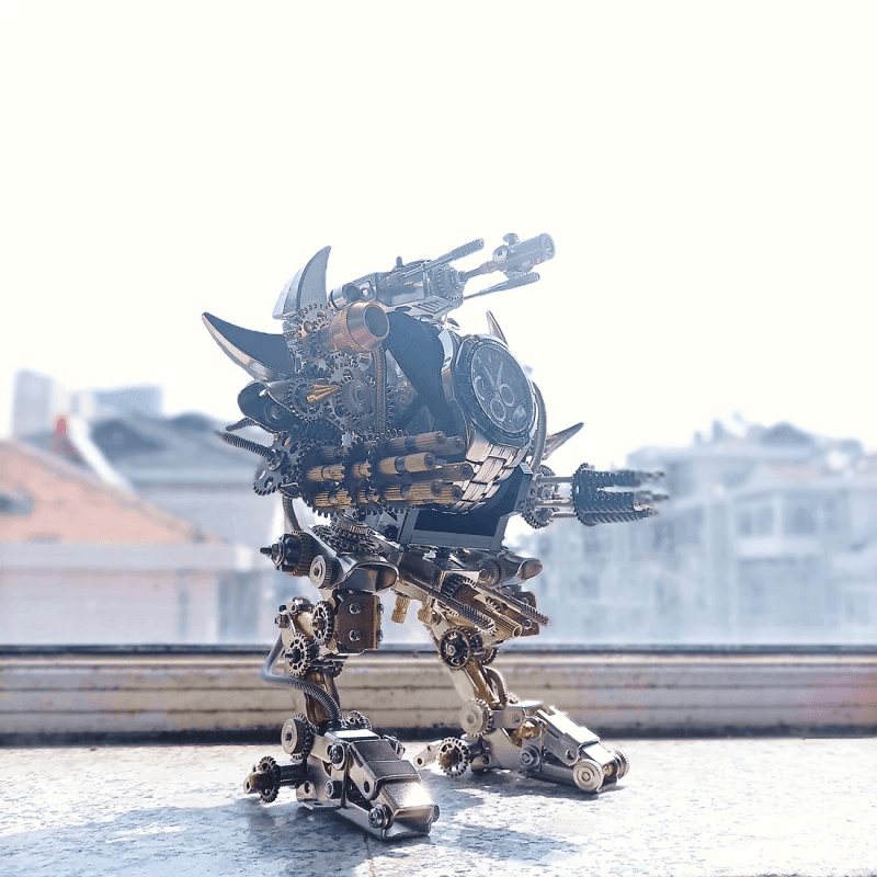 牡牛座のロボット時計スタンドホルダー 3D 組み立て金属製ファイティングメカ アクションフィギュア 時計コレクター向け - ビルディングブロック