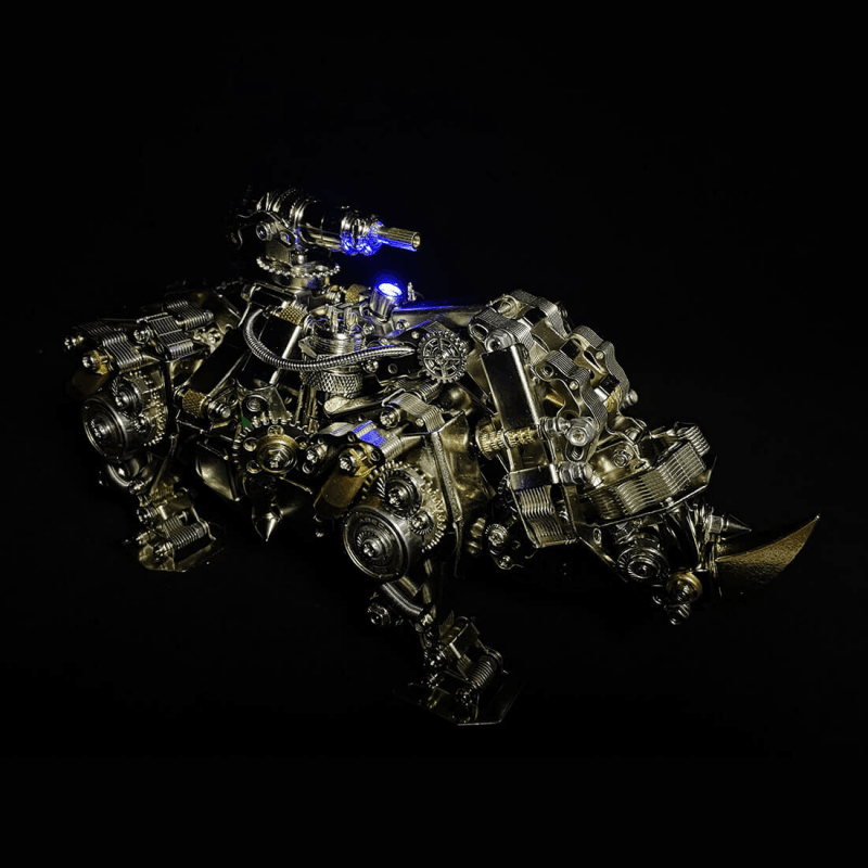 機械ライノ 3D DIYメタルパズル 動物組み立てモデル 700個以上 - ビルディングブロック
