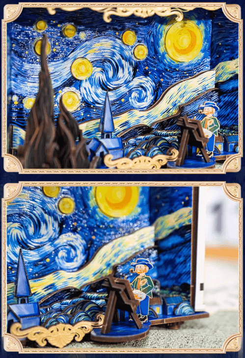 298PCS 大人向け3Dパズル 星月夜 ヴィンセント・ヴァン・ゴッホのクラフト作品 メタルパズルモデルキット - ビルディングブロック