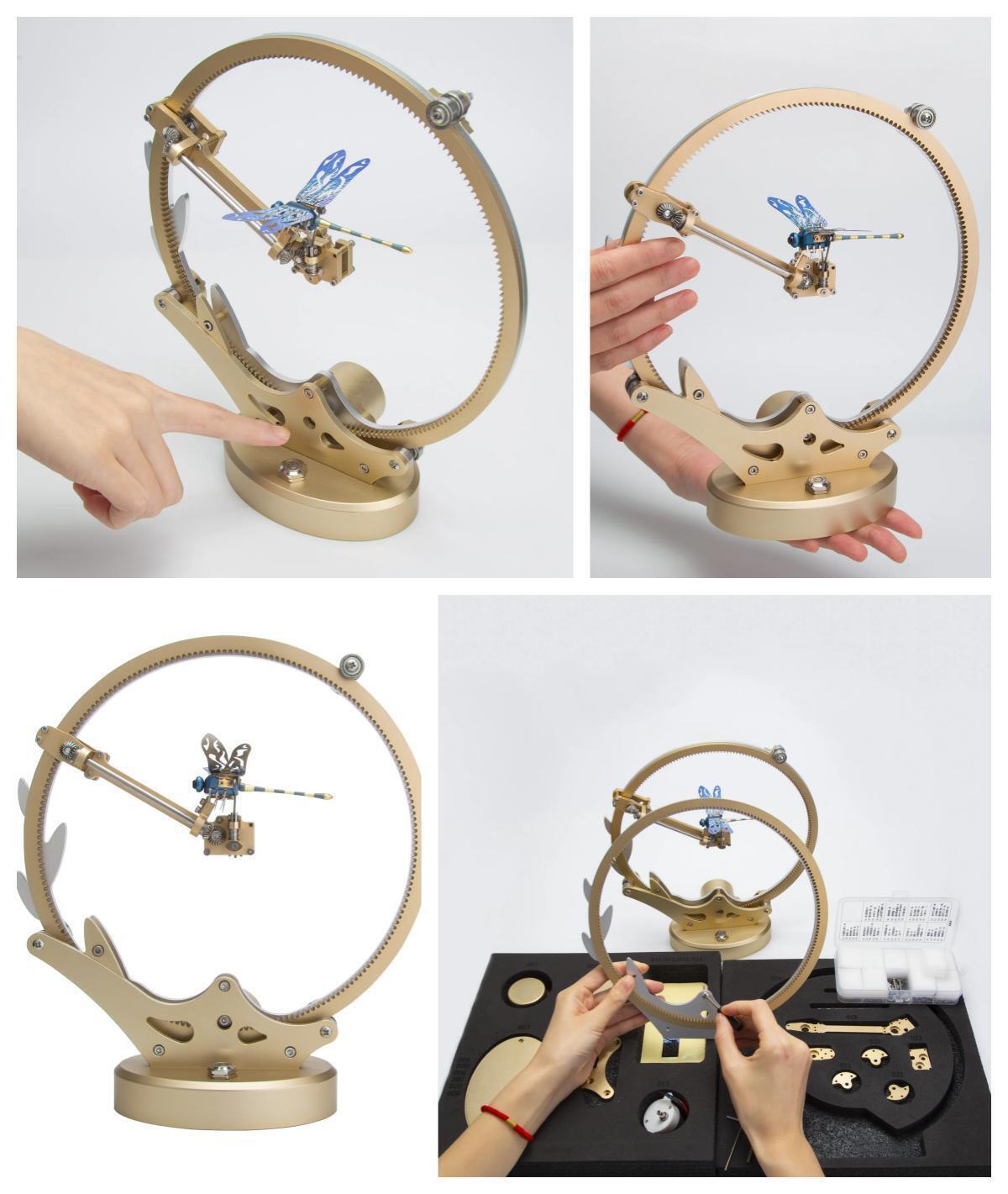 ブルードラゴンフライ キネティックアート 3Dメタルモデルキット 100ピース - ビルディングブロック