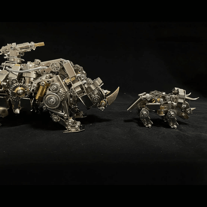 機械ライノ 3D DIYメタルパズル 動物組み立てモデル 700個以上 - ビルディングブロック