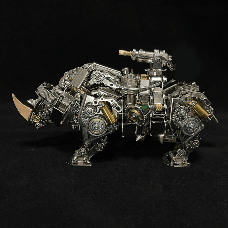 機械ライノ 3D DIYメタルパズル 動物組み立てモデル 700個以上 - ビルディングブロック