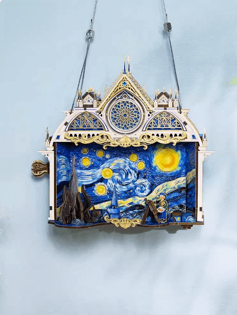 298PCS 大人向け3Dパズル 星月夜 ヴィンセント・ヴァン・ゴッホのクラフト作品 メタルパズルモデルキット - ビルディングブロック