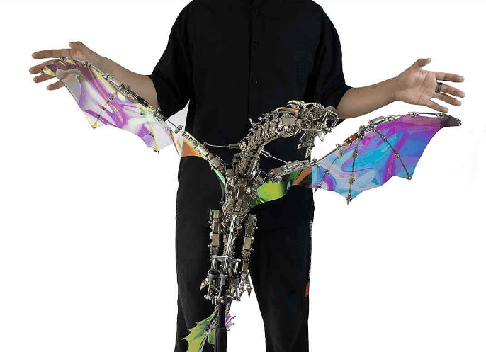 ファンタジー大型ドラゴン「天空のオーロラ」3Dメタル機械パズル 難易度:高、3000+ピース、長さ126cm - ビルディングブロック