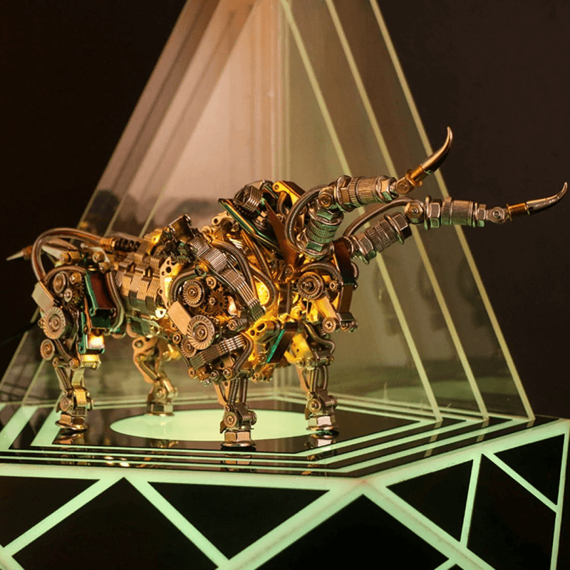 大人向けの1087ピースのメタル製3D DIY機械式ブルアニマルモデル組み立てキット - ビルディングブロック