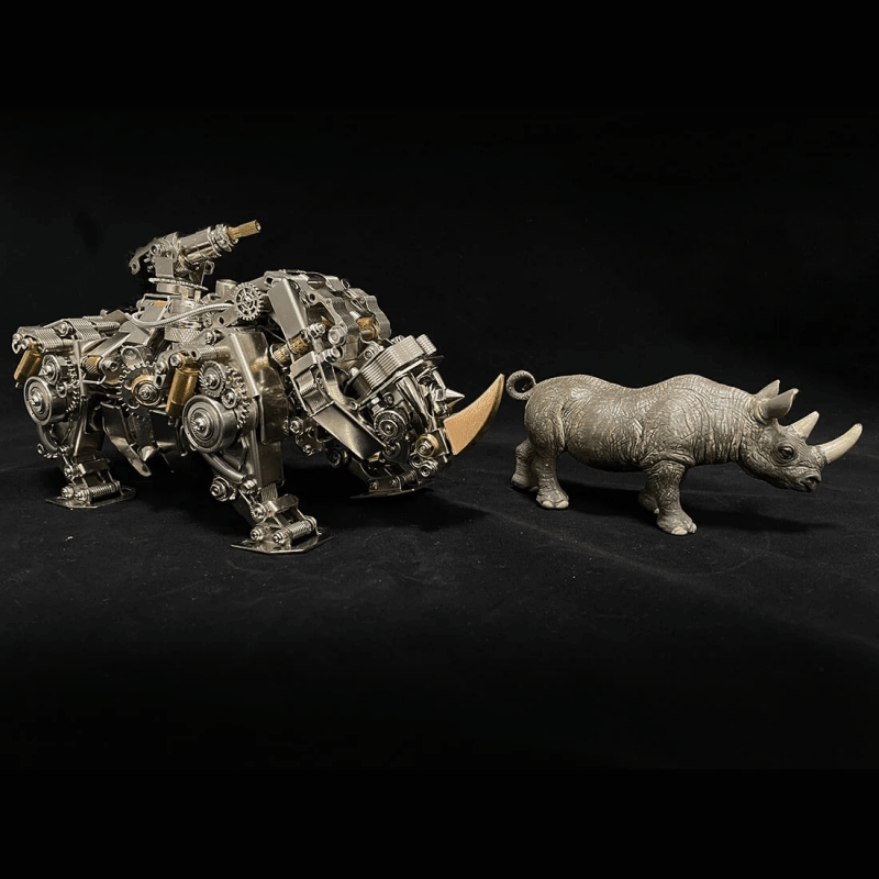 機械ライノ 3D DIYメタルパズル 動物組み立てモデル 700個以上 - ビルディングブロック