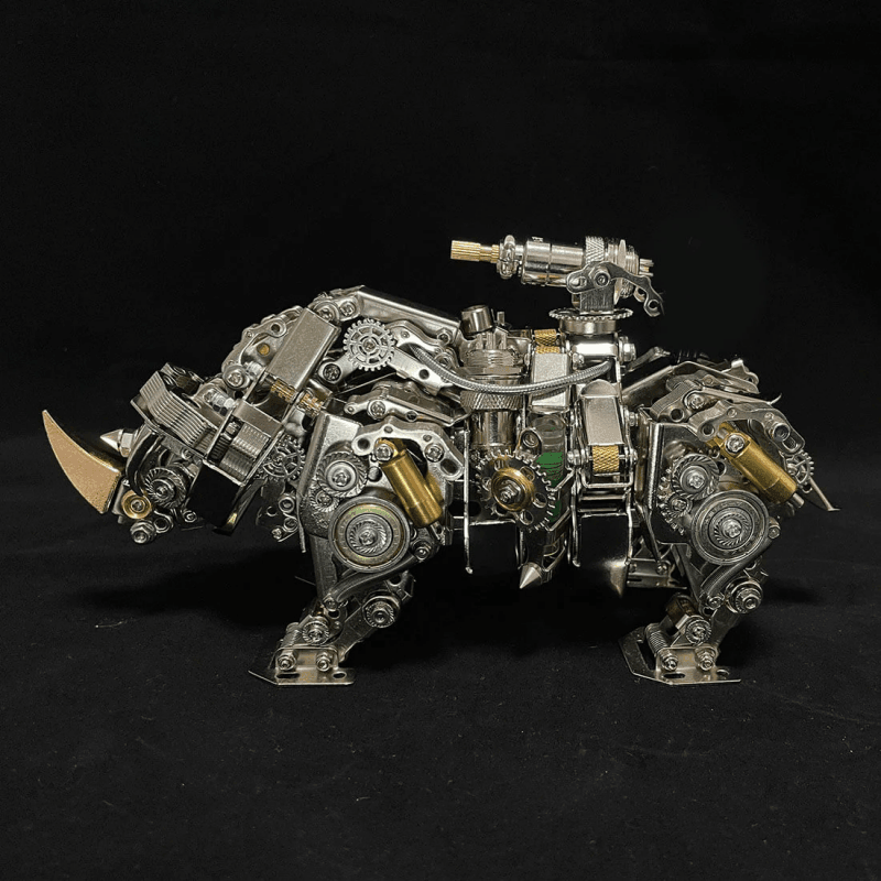機械ライノ 3D DIYメタルパズル 動物組み立てモデル 700個以上 - ビルディングブロック