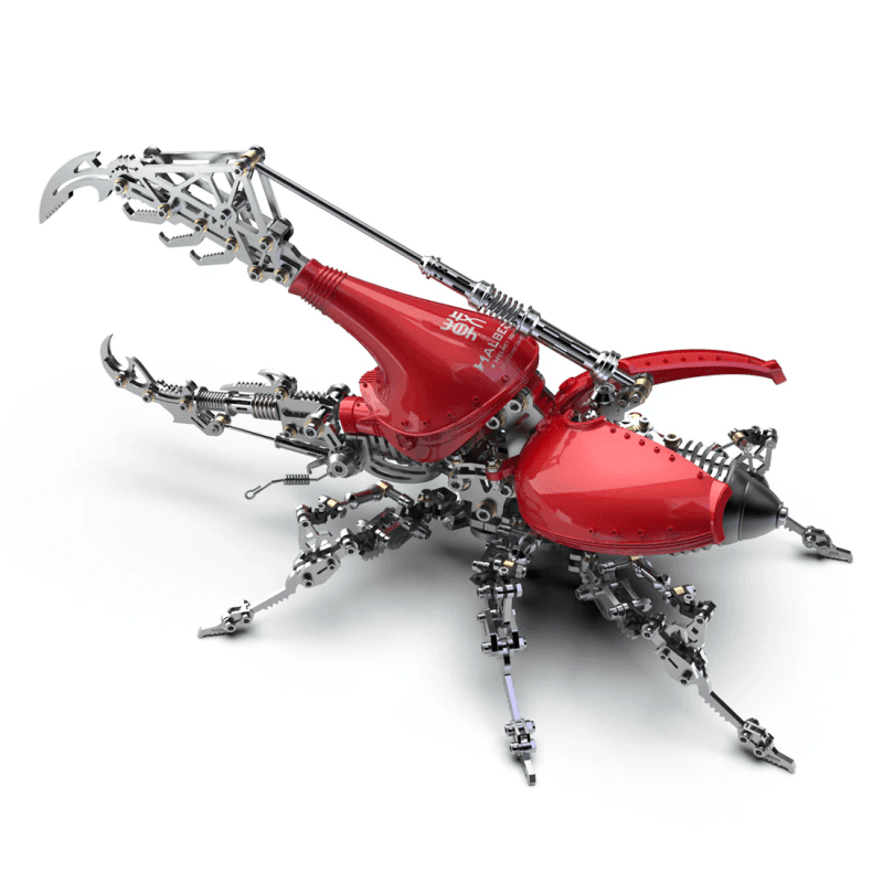 大きい 壊れたシティハルバード長い角を持つ甲虫の3Dメタルモデルキット、昆虫組立 - ビルディングブロック