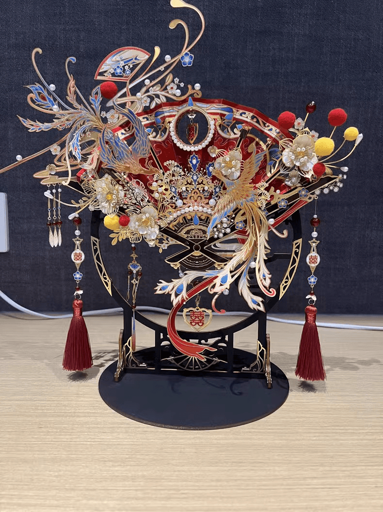 174個以上のパーツを含む3Dメタルモデル「喜扇-鳳求凰」組み立てキット - ビルディングブロック