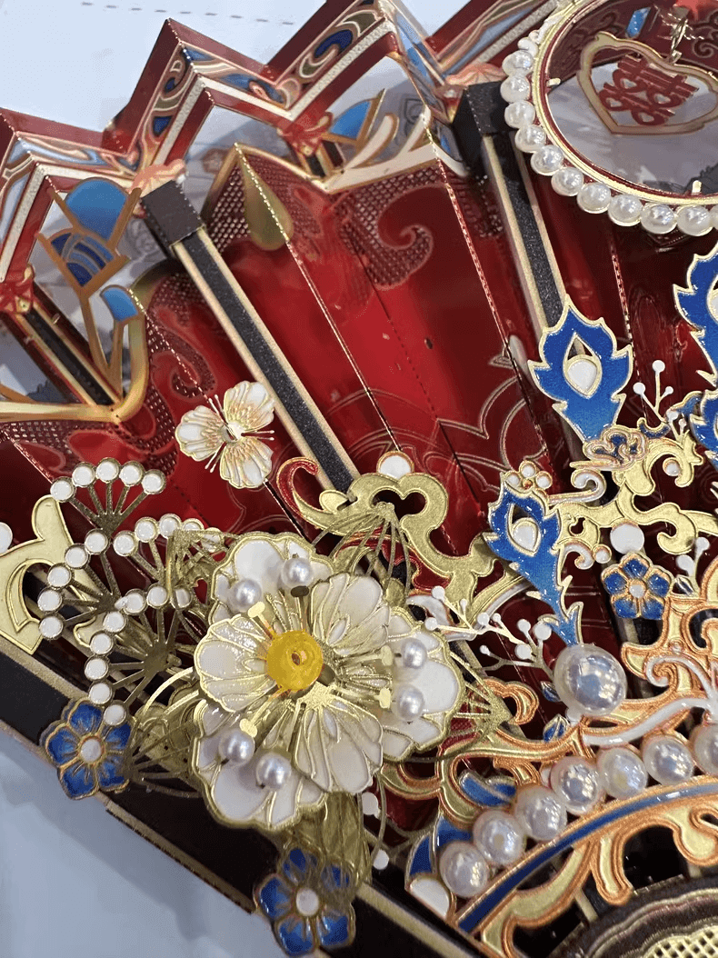 174個以上のパーツを含む3Dメタルモデル「喜扇-鳳求凰」組み立てキット - ビルディングブロック