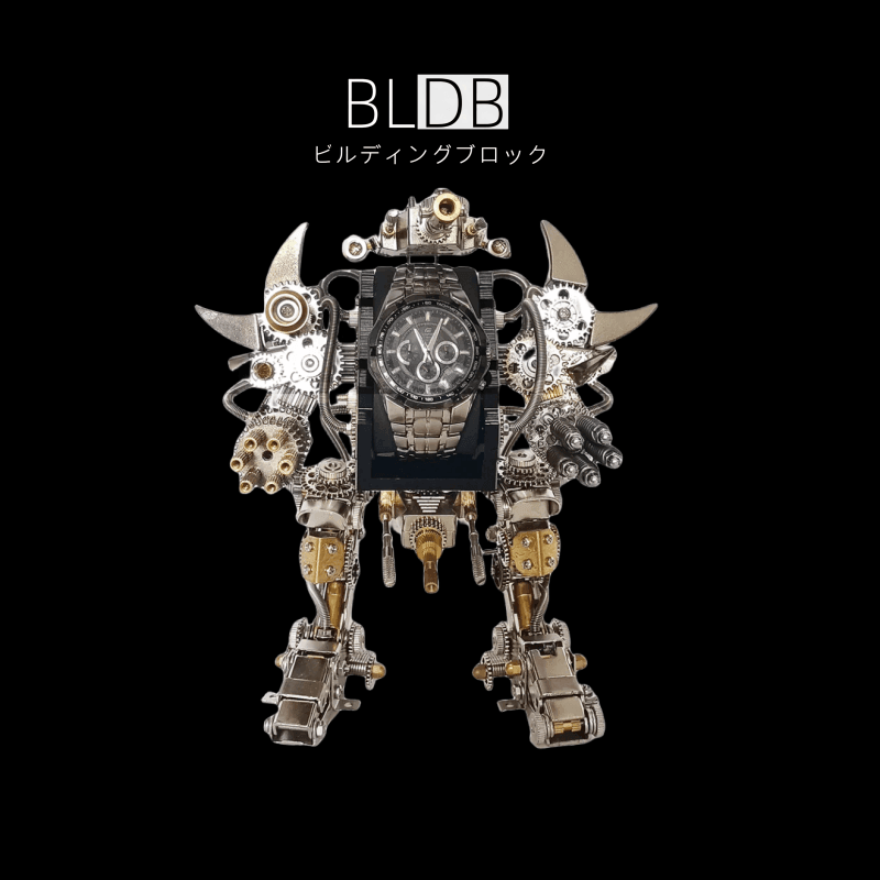 牡牛座のロボット時計スタンドホルダー 3D 組み立て金属製ファイティングメカ アクションフィギュア 時計コレクター向け - ビルディングブロック
