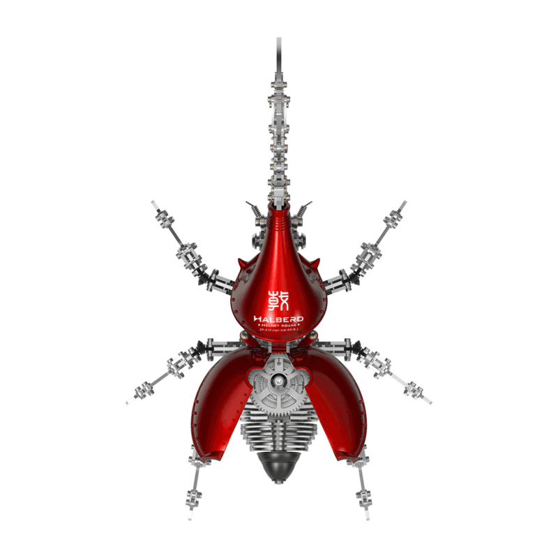 大きい 壊れたシティハルバード長い角を持つ甲虫の3Dメタルモデルキット、昆虫組立 - ビルディングブロック