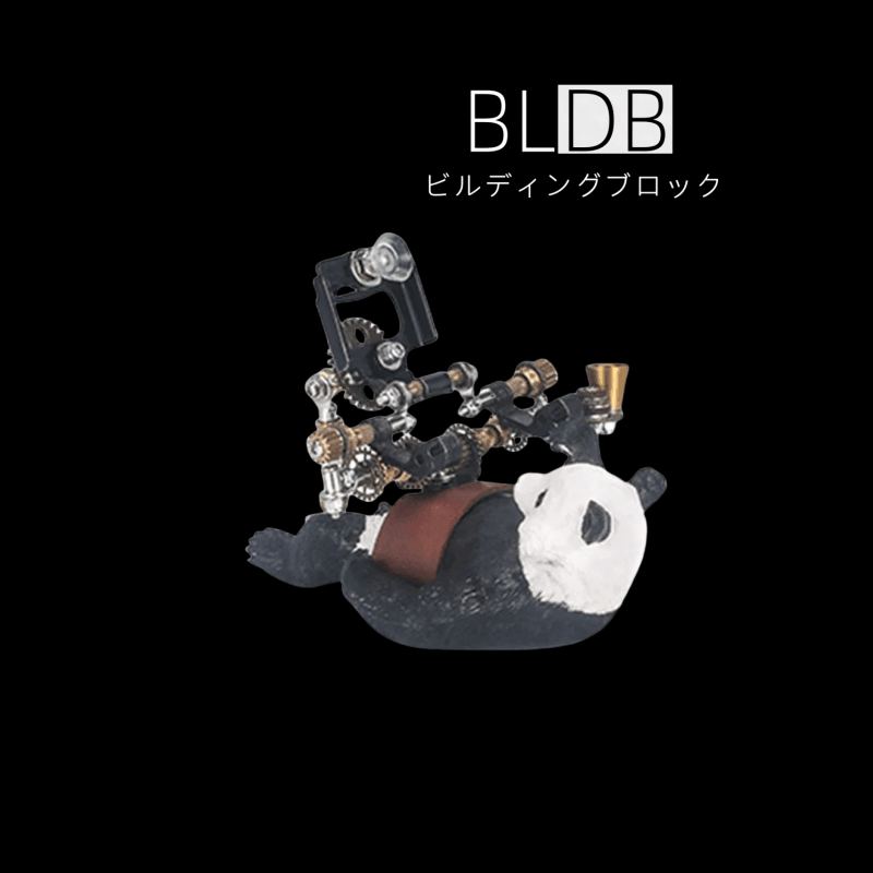 129ピースのDIY組み立て3Dメタルパンダモデルキット兼電話ホルダー - ビルディングブロック