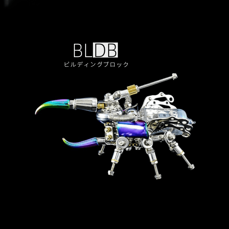 パンクなサイの甲虫 3Dメタルパズル 昆虫 DIYキット with ライト - ビルディングブロック