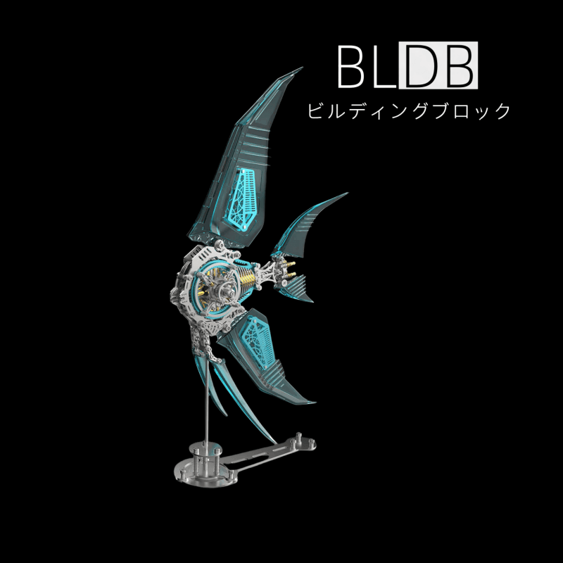 DIY プテロフィルム・ブルーエンゼルフィッシュ 3D メタルパズル(機械的なヒレ付き)529個 - ビルディングブロック