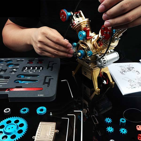 V2 カーエンジン組み立てキット フルメタルシリンダーエンジンビルドキット コレクション用ギフト (217個)