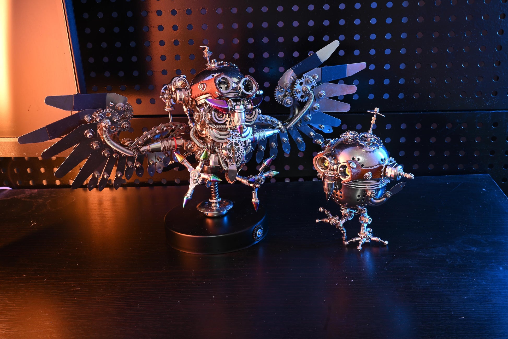 スチームパンク風のゴーグル付きフクロウ DIY 3D メタルアニマルモデルキット、難解なパズル - ビルディングブロック