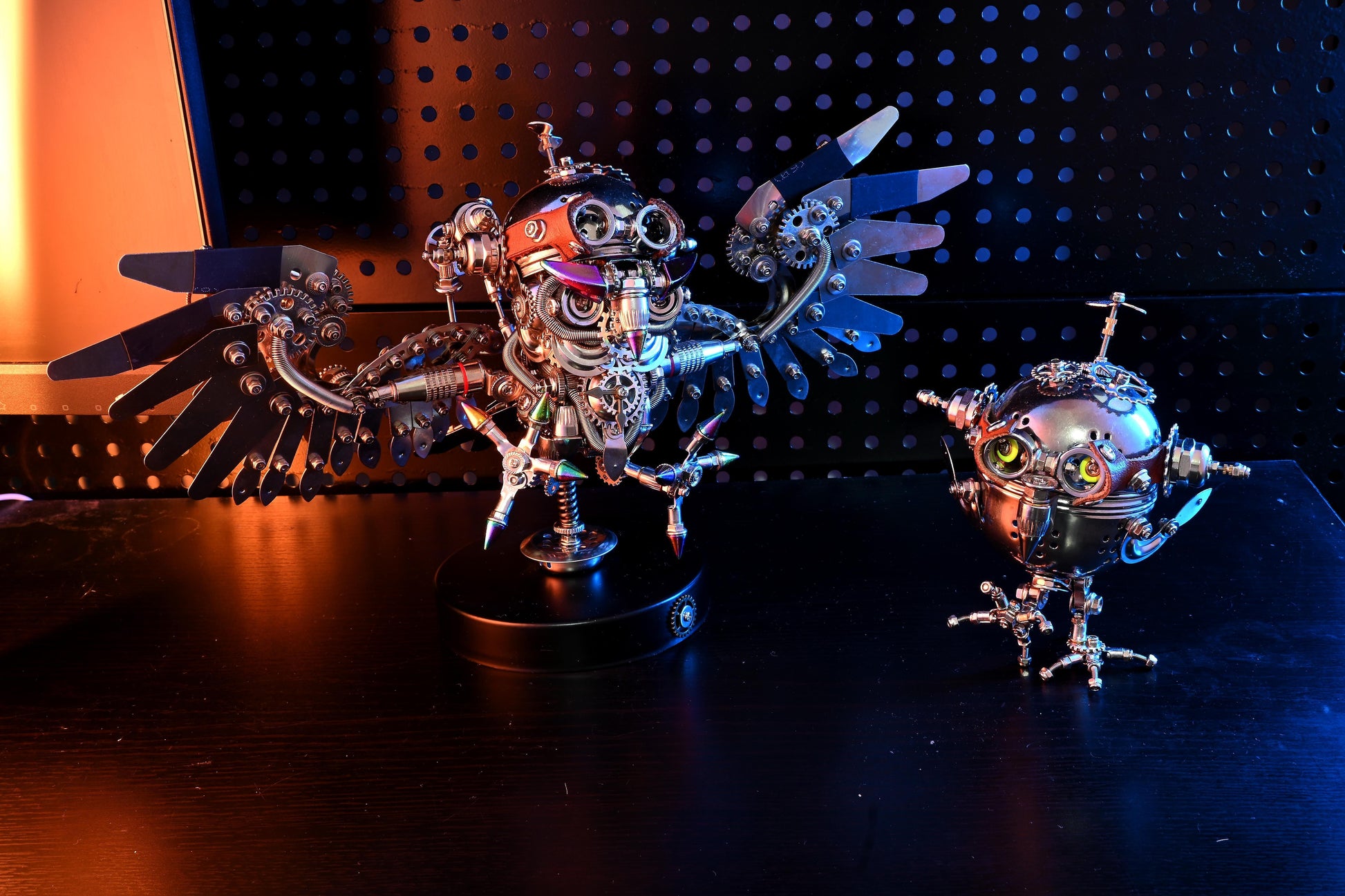 スチームパンク風のゴーグル付きフクロウ DIY 3D メタルアニマルモデルキット、難解なパズル - ビルディングブロック