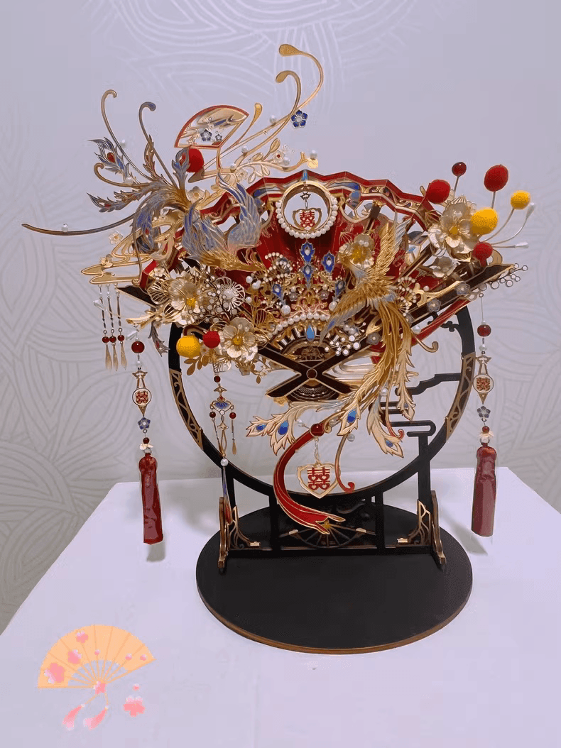 174個以上のパーツを含む3Dメタルモデル「喜扇-鳳求凰」組み立てキット - ビルディングブロック