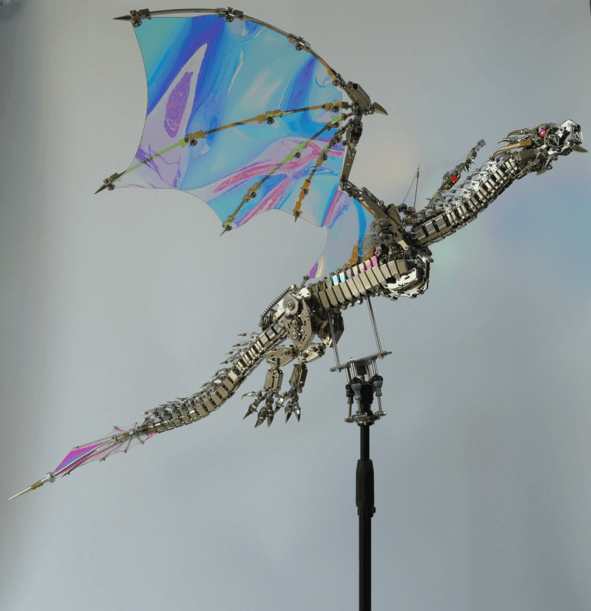 ファンタジー大型ドラゴン「天空のオーロラ」3Dメタル機械パズル 難易度:高、3000+ピース、長さ126cm - ビルディングブロック