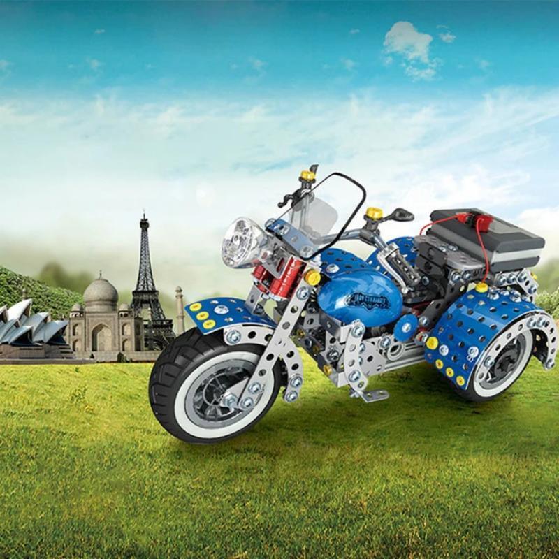 3Dメタルパズルシミュレーション合金電動三輪車モデルキット DIYメタル組み立ておもちゃ - ビルディングブロック