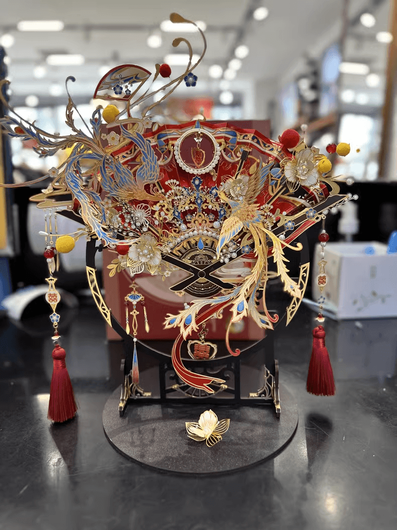 174個以上のパーツを含む3Dメタルモデル「喜扇-鳳求凰」組み立てキット - ビルディングブロック