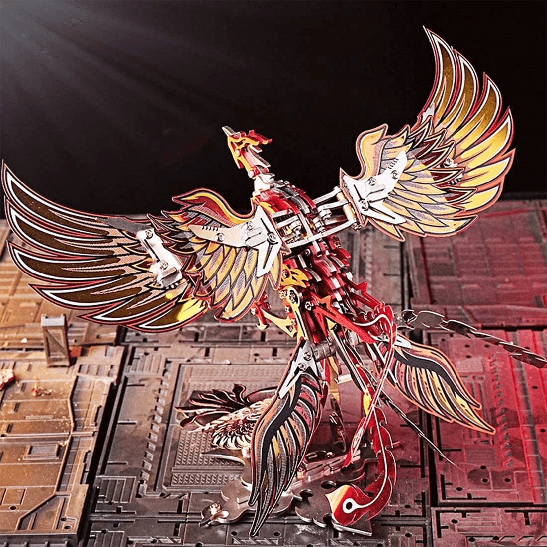 火から生まれた不死鳥の復活 3Dメタルメカニカルキネティックフェニックスモデルキット - ビルディングブロック