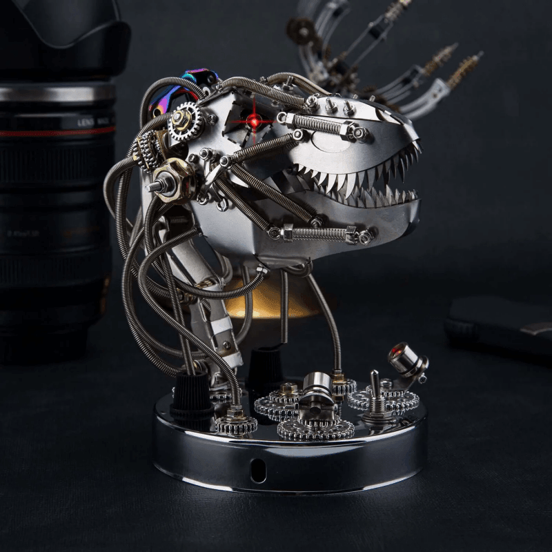 スチームパンクの3Dメタル可動機械ティラノサウルス・レックスヘッドモデルキット - ビルディングブロック
