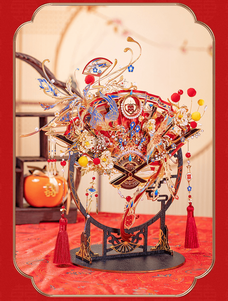 174個以上のパーツを含む3Dメタルモデル「喜扇-鳳求凰」組み立てキット - ビルディングブロック