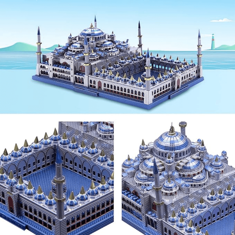 3Dメタルパズル、トルコブルーモスク建築メタルモデルキット、大人向けの3DパズルDIY建築模型ブレインティーザーおもちゃ、ティーン向け(スルタンアフメドモスク) - ビルディングブロック