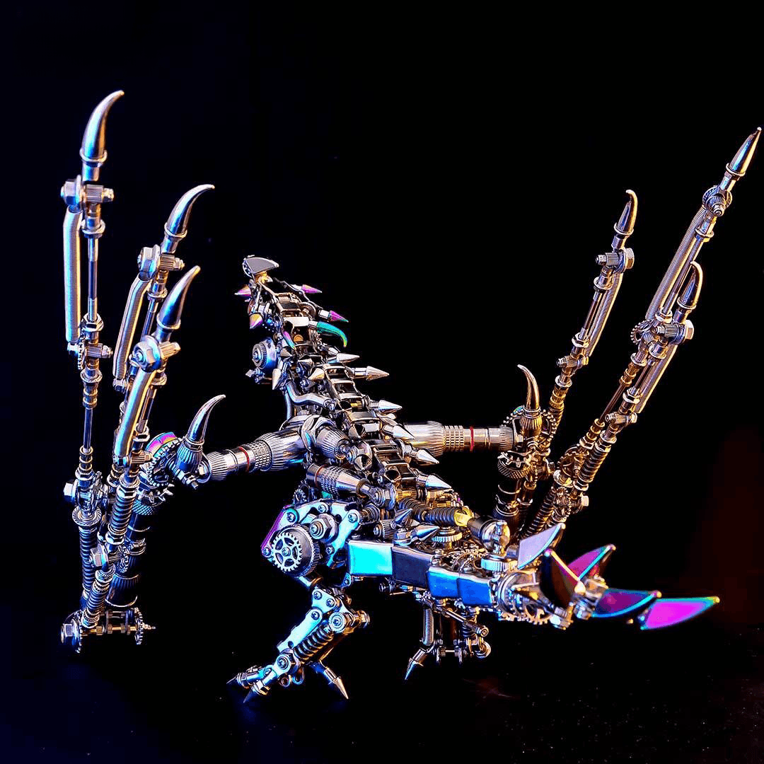 3D 蒸気パンク金属パズルモデル、ライト付き、3D 機械インテリジェントドラゴンステンレスパズル、DIY 超現実主義のクリエイティブブロック玩具、子供と大人向け、1390+PCS - ビルディングブロック