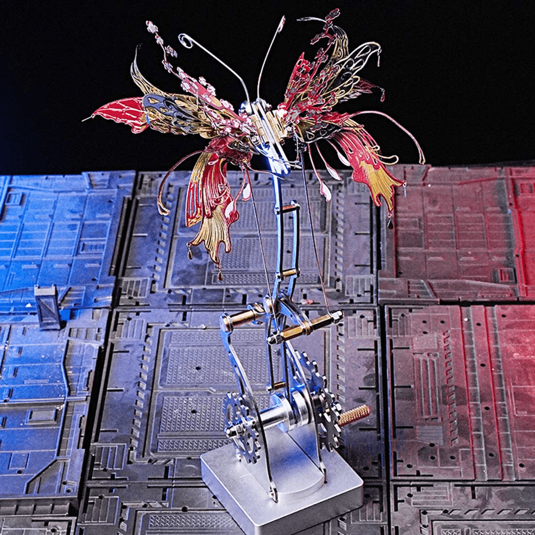 フレイムバタフライ 3Dメタルメカニカルキネティックモデルキット 火から生まれた蝶 - ビルディングブロック