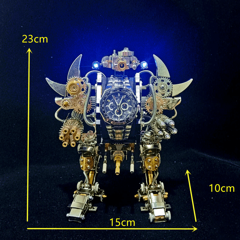 牡牛座のロボット時計スタンドホルダー 3D 組み立て金属製ファイティングメカ アクションフィギュア 時計コレクター向け - ビルディングブロック