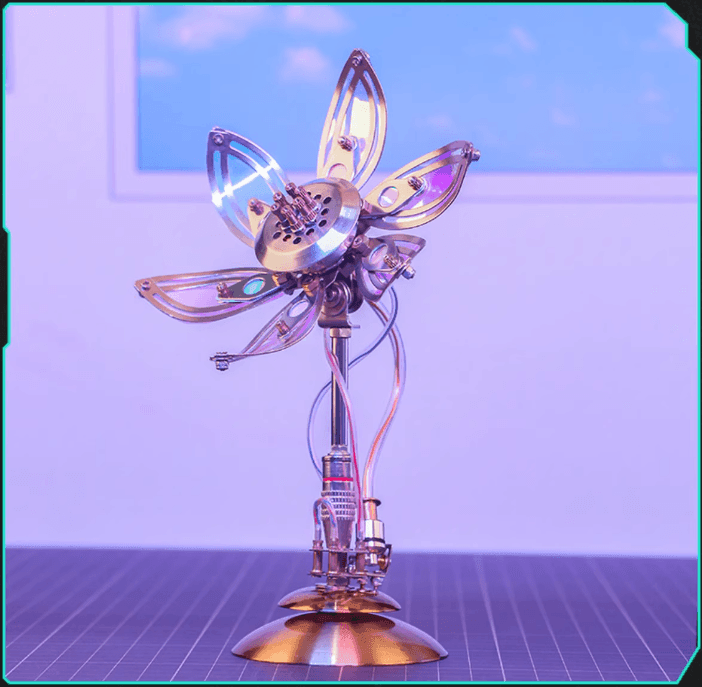 3D メタルパズルフラワーモデル、DIY スチームパンクメタルフラワーアセンブリモデル、フラワーポールフラワーセンターとアロマセラピータブレット付き (215 個) - ビルディングブロック