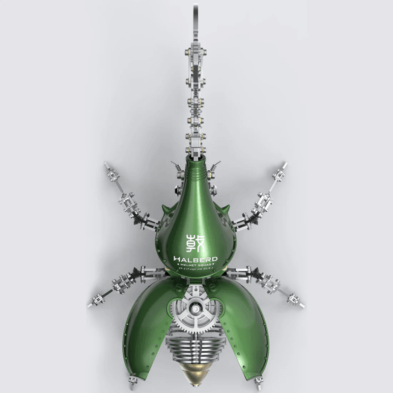 大きい 壊れたシティハルバード長い角を持つ甲虫の3Dメタルモデルキット、昆虫組立 - ビルディングブロック