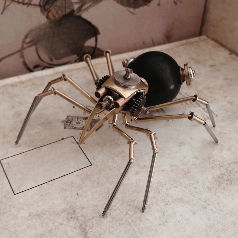 3Dメタル機械黒クモ組み立て模型工芸品、家庭やオフィスのデスク飾りに適しています - ビルディングブロック