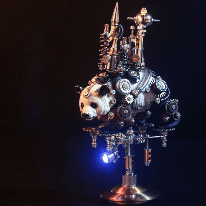290個 DIY 金属組立 黒白熊猫 動く城模型キット - ビルディングブロック