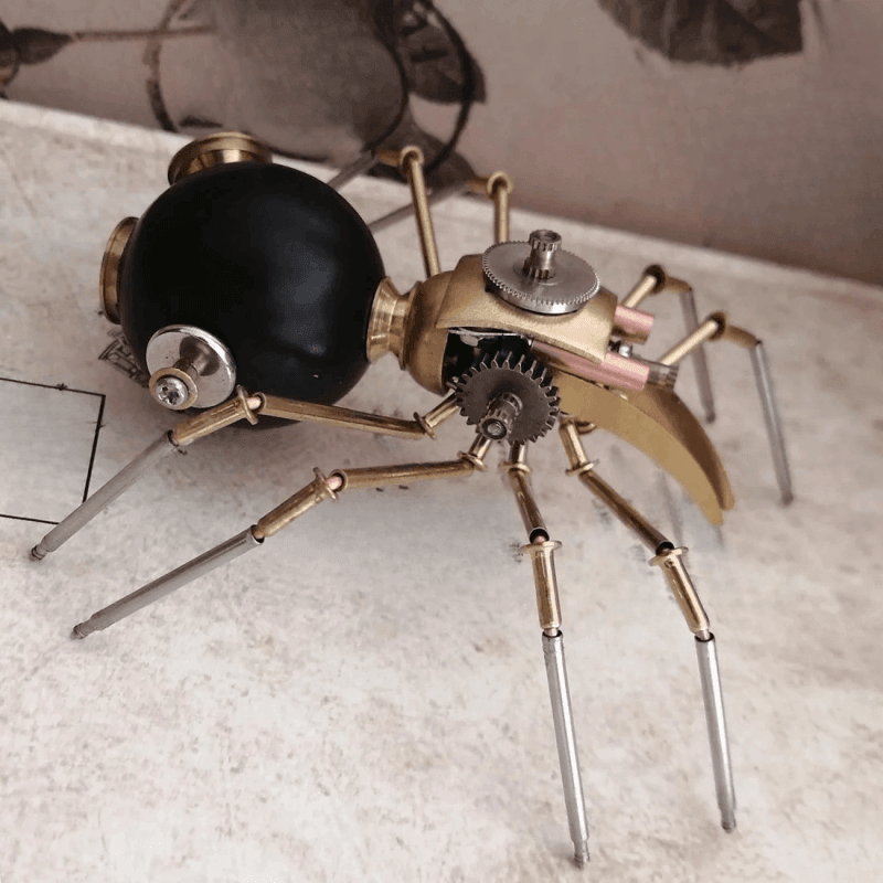 3Dメタル機械黒クモ組み立て模型工芸品、家庭やオフィスのデスク飾りに適しています - ビルディングブロック