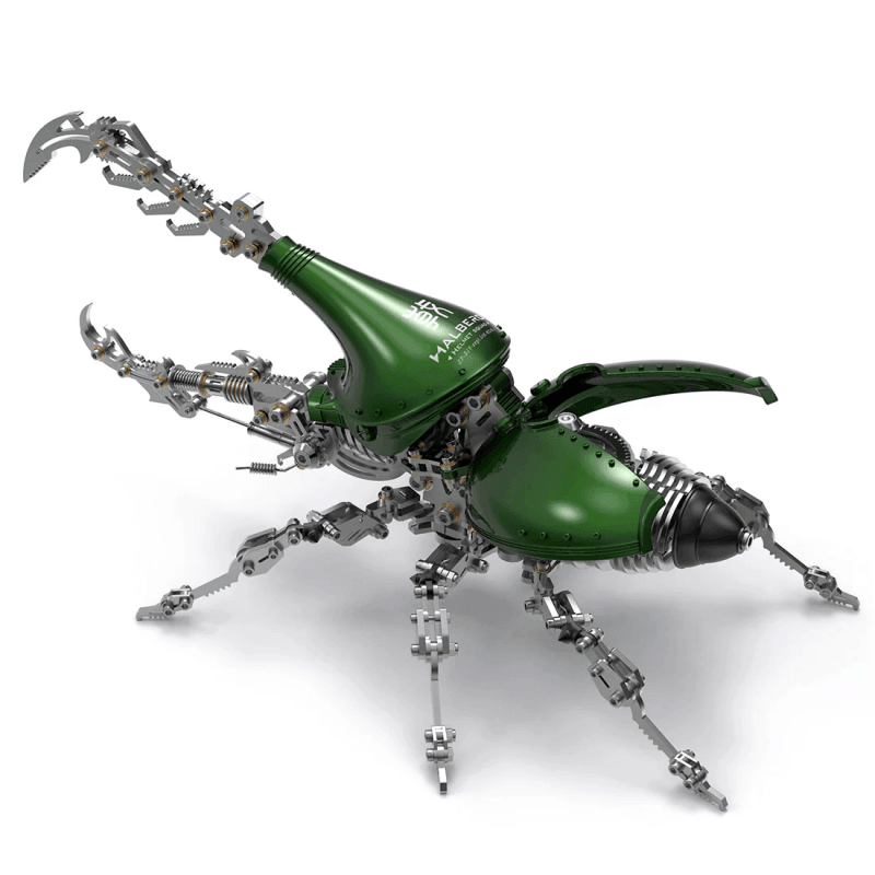 大きい 壊れたシティハルバード長い角を持つ甲虫の3Dメタルモデルキット、昆虫組立 - ビルディングブロック